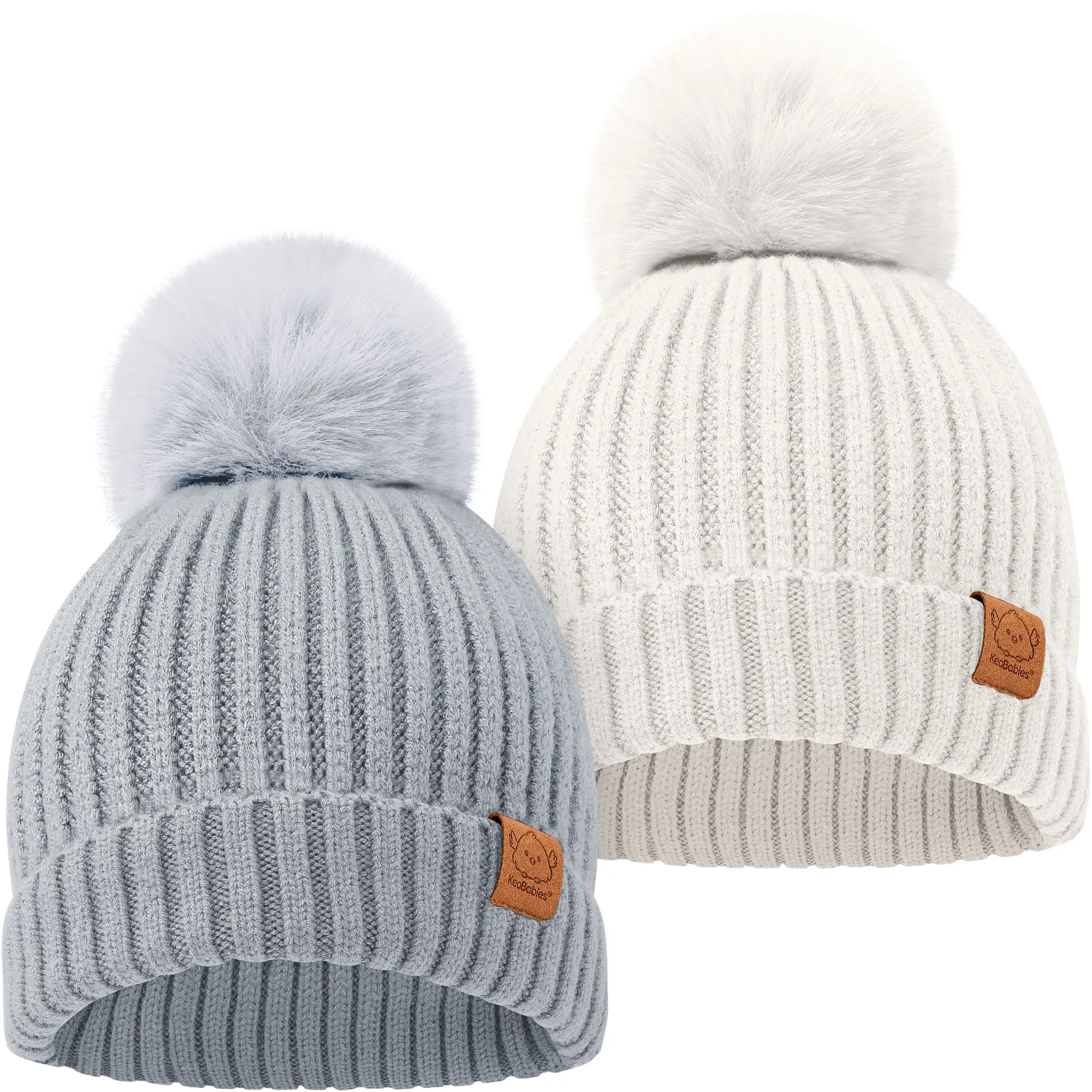 2-Pack Pom Knitted Beanie (Cloud)