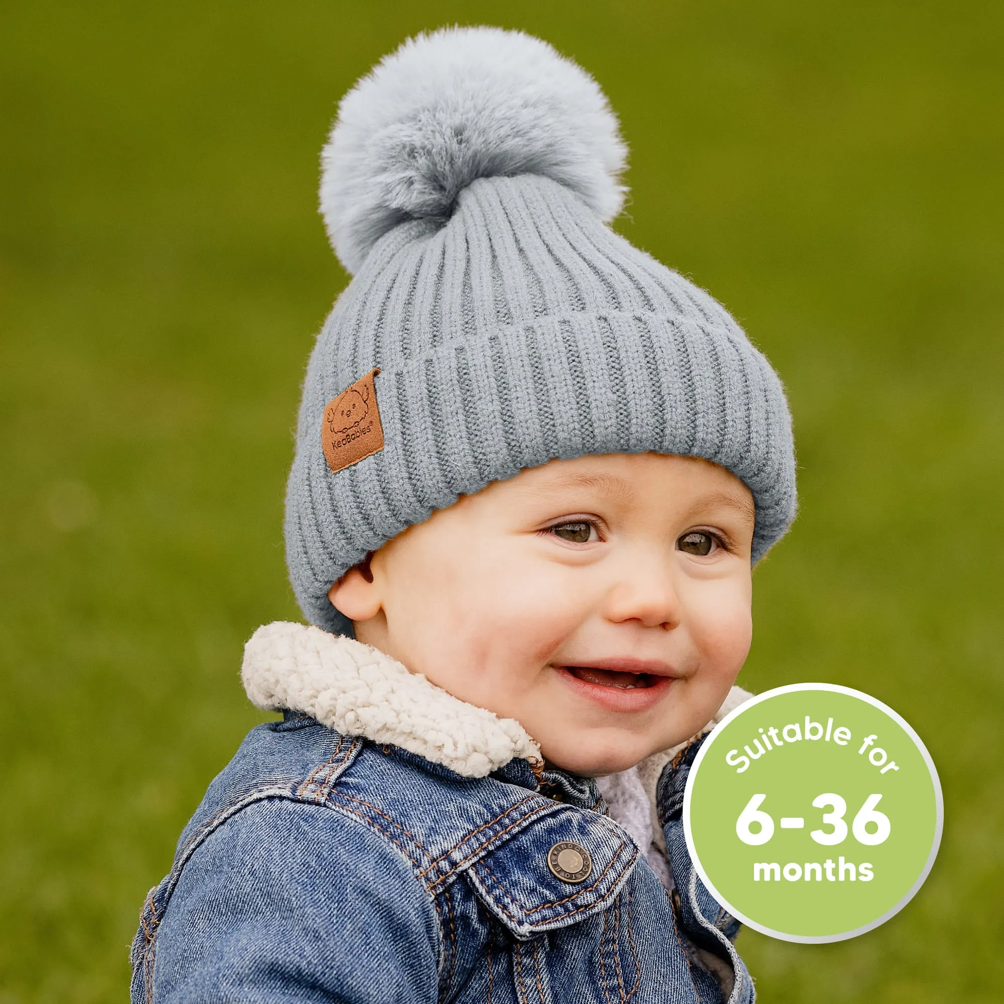 2-Pack Pom Knitted Beanie (Cloud)