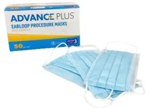 Advance Plus Mask Level 3, Three Layer Disposable Mask with soft ear loops, Blue, 50/Box