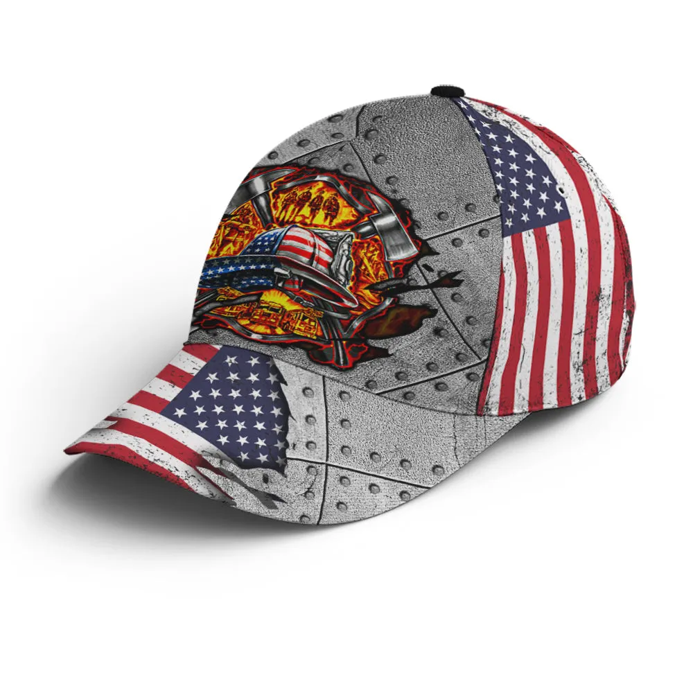 American Firefighter American Flag Style Baseball Cap Coolspod