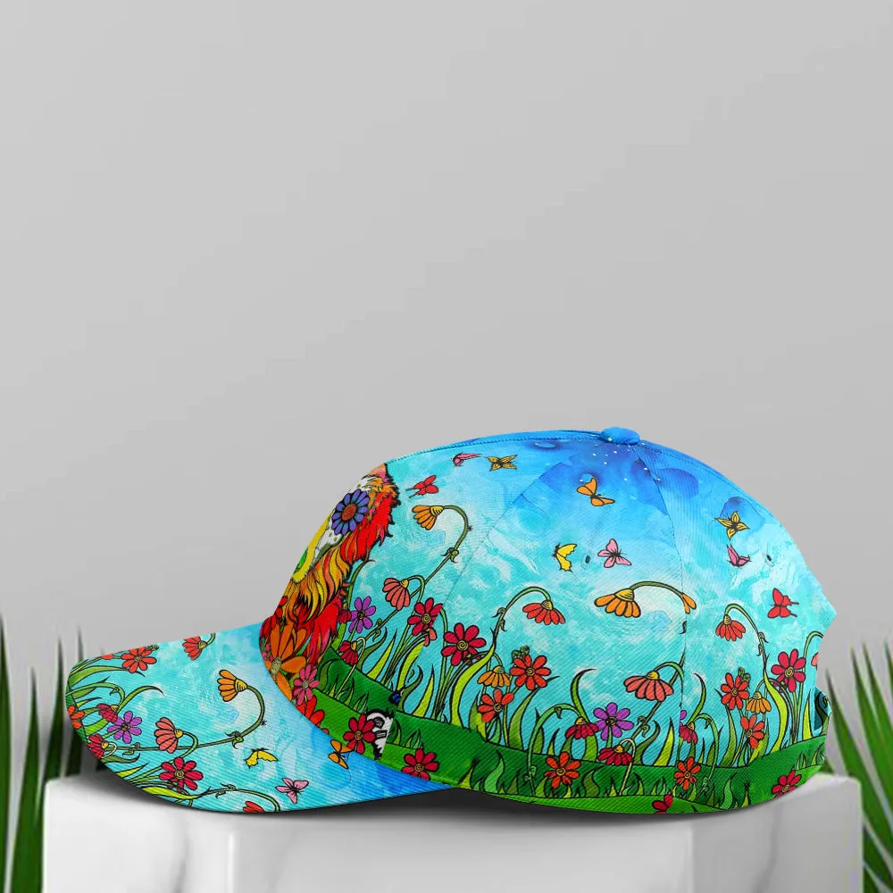 Australian Shepherd Flowers And Butterfly Art Style Baseball Cap Coolspod