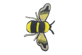 Beaded Embrodiery Bee, 4" wide x 2" pin, use on bags, purses or jackets