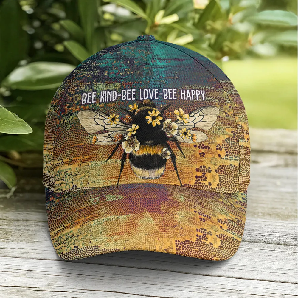 Bee Kind Be Love Be Happy Baseball Cap Coolspod