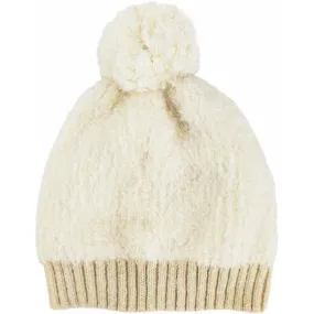 Bella Pom Pom White Beanie