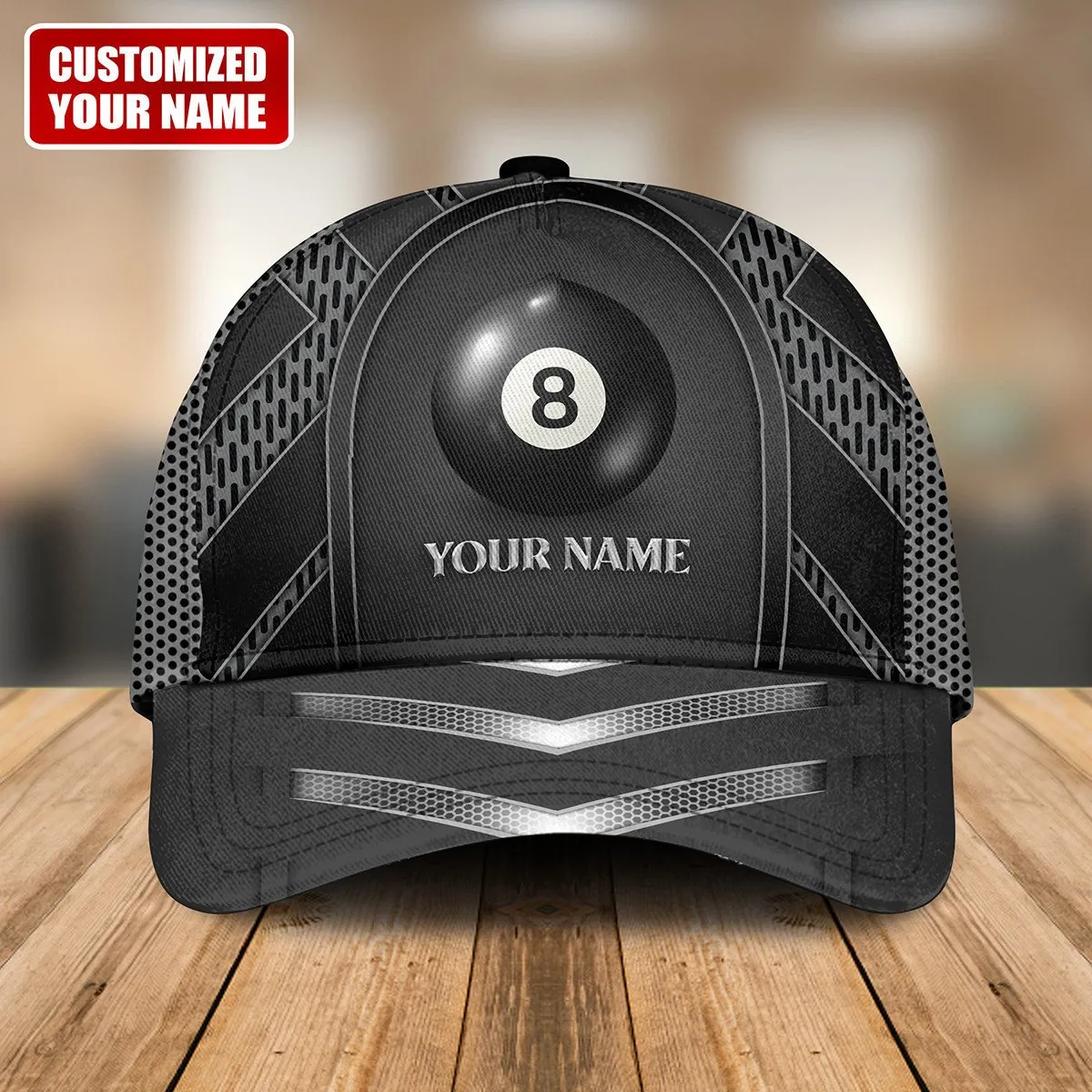 Billiards 8 Ball Classic Cap, Personalized Custom Name Billiard Baseball Cap, Idea Gift for Billiard Player