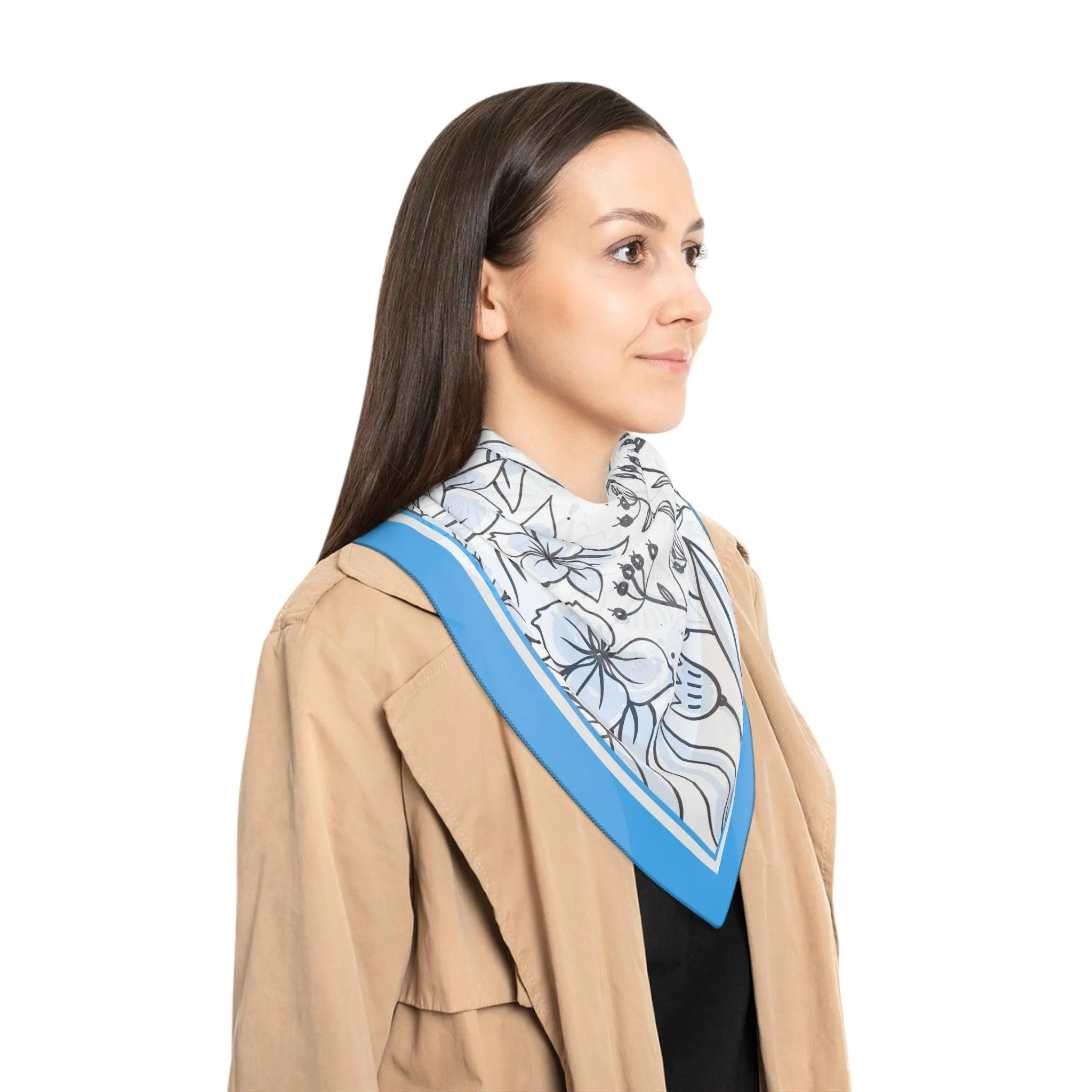 Blue Floral Dream Sheer Wrap - Elegant Lightweight Scarf for Effortless Style