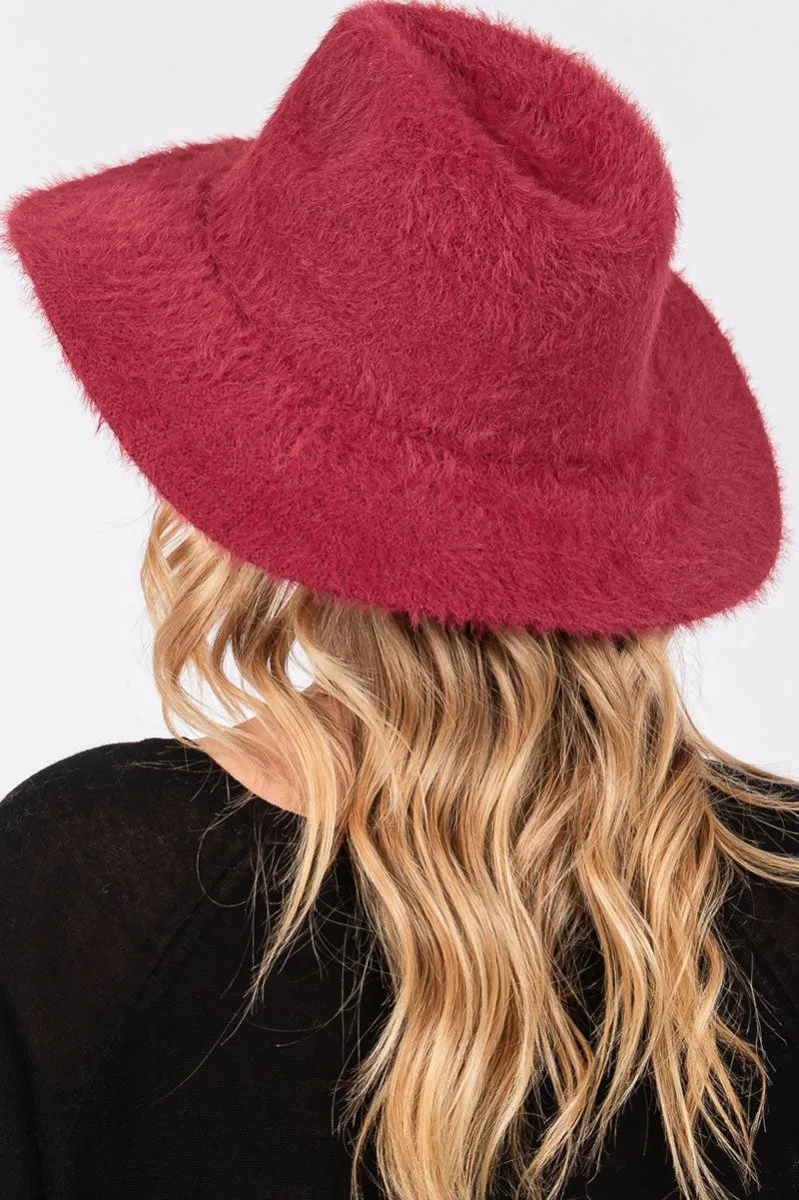 Burgundy Fairbanks Fuzzy Fedora