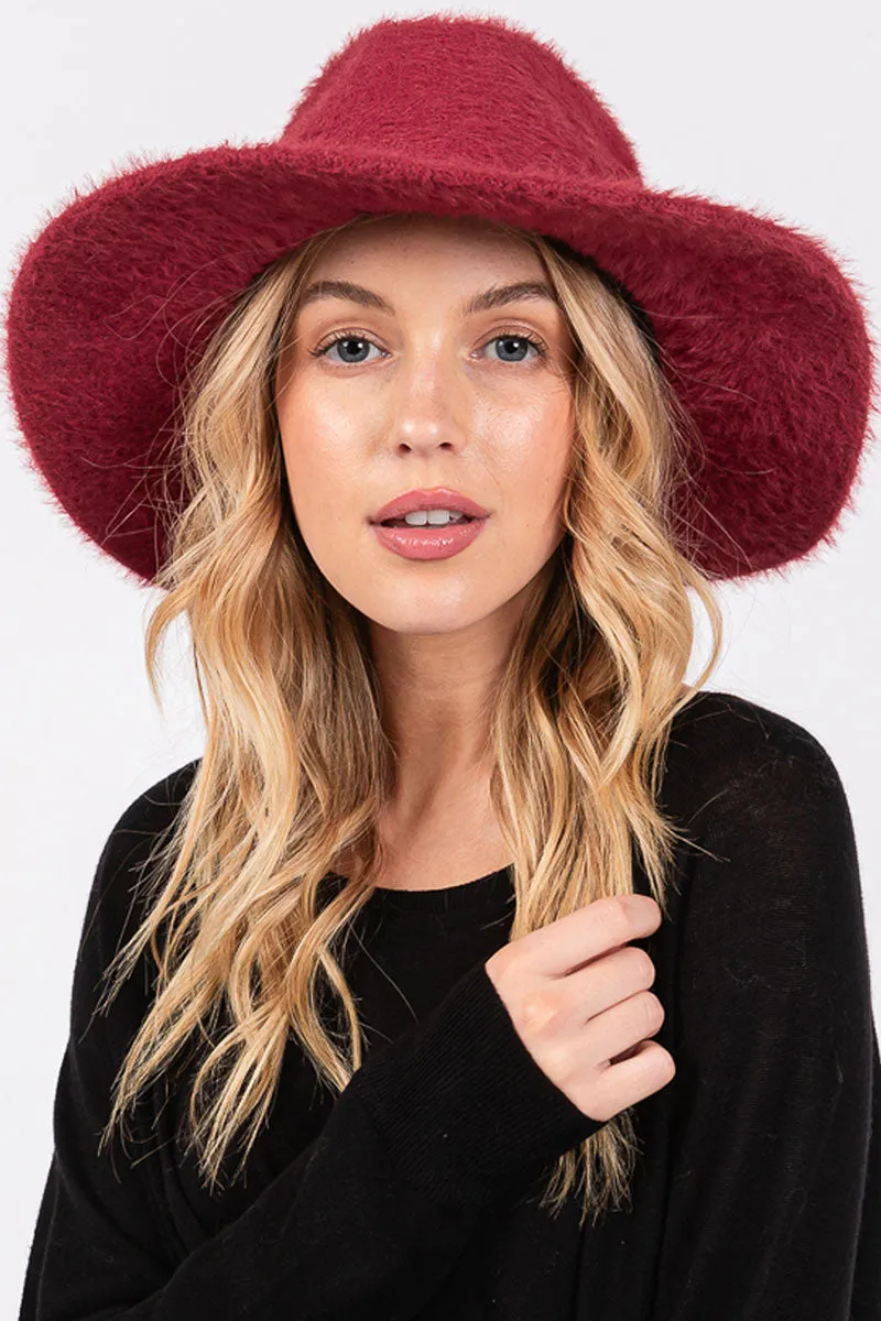 Burgundy Fairbanks Fuzzy Fedora