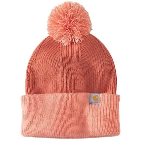 Carhartt Women's Knit Pom Cuffed Beanie, Apricot Cider