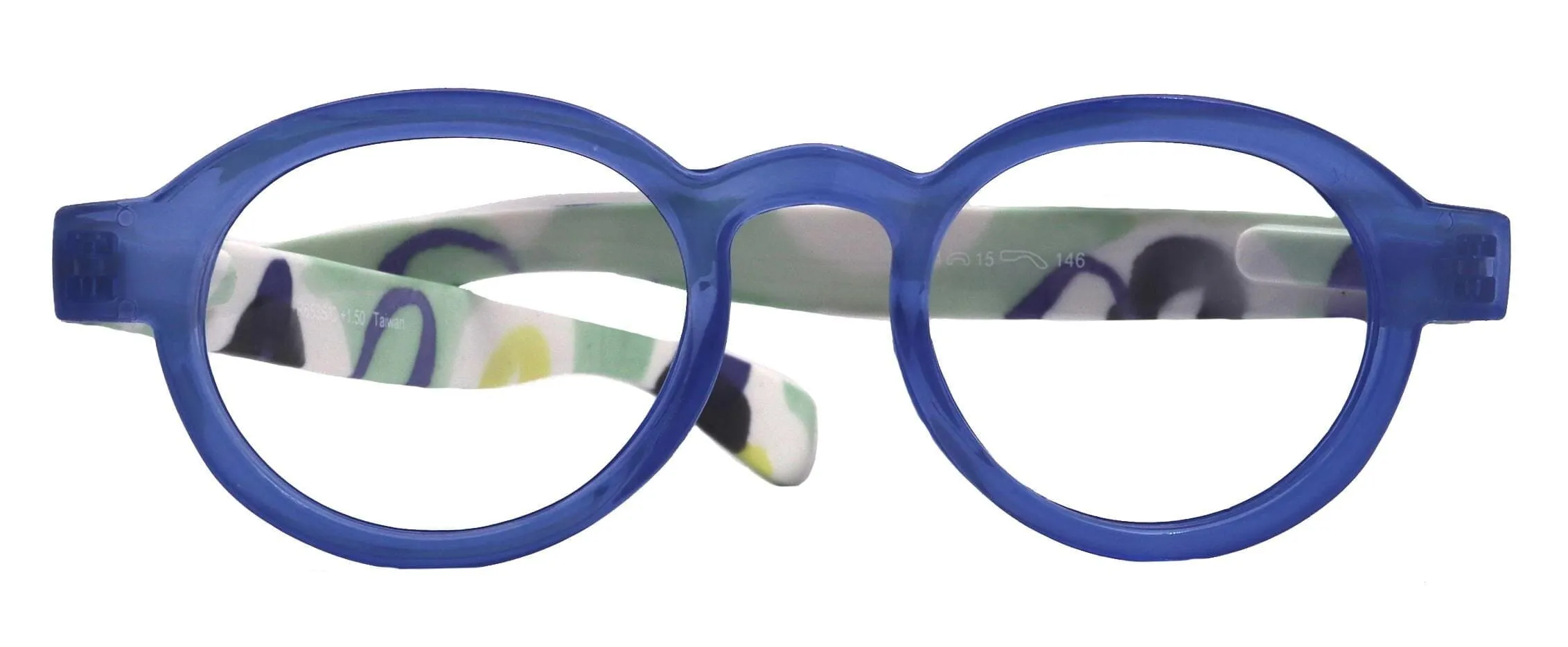 Carnival, Round Reading Glasses for Women (Blue) frames with colorful  pattern:  1.25  3  NY Fifth Avenue