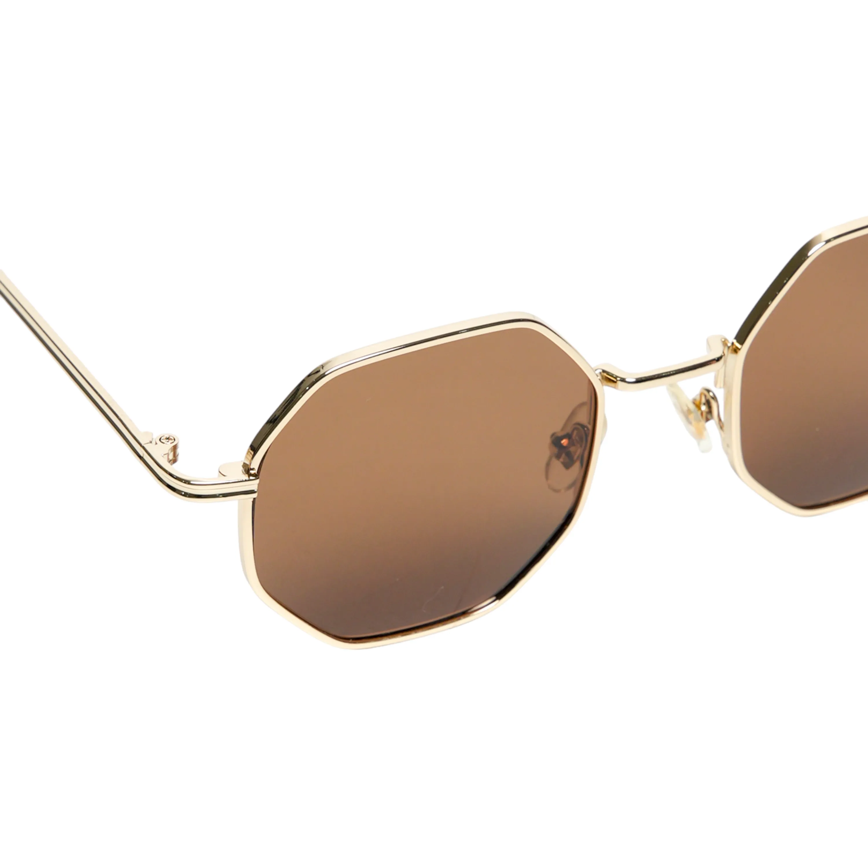 Chokore Octagon-shaped Metal Sunglasses (Gold & Brown)