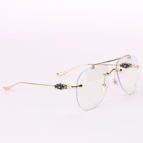 Chrome Hearts Aviator Gold Metal Rimless Glasses