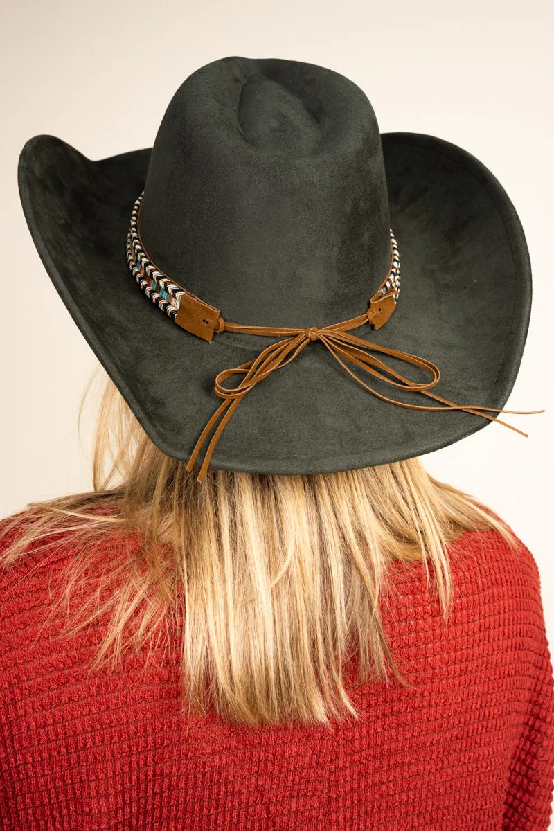 Colorado City Olive Faux Suede Fedora