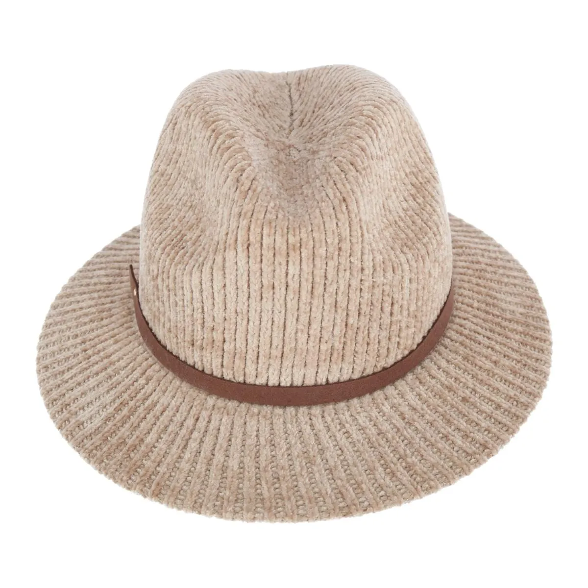 CTM® Women's Chenille Ribbed Knit Fedora with Hatband