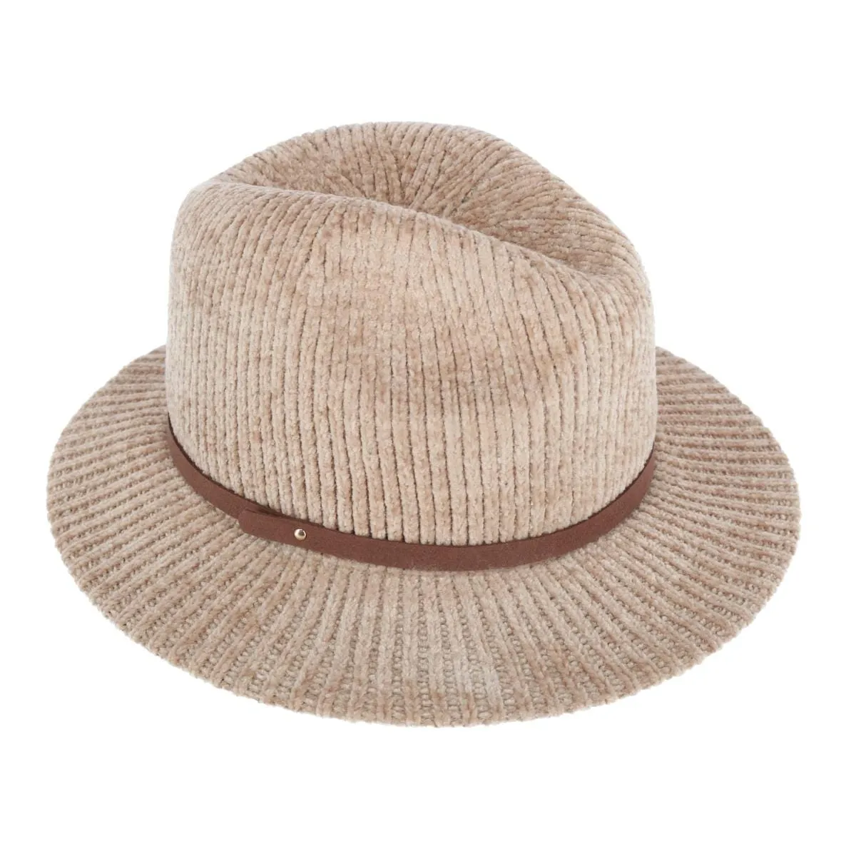 CTM® Women's Chenille Ribbed Knit Fedora with Hatband