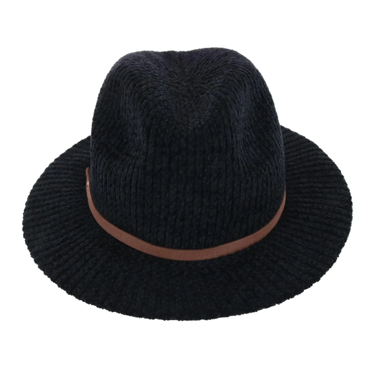 CTM® Women's Chenille Ribbed Knit Fedora with Hatband