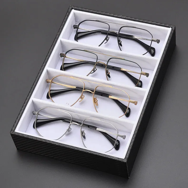 Cubojue Mens Full Rim Double Bridge Oversized Titanium Reading Glasses 60092