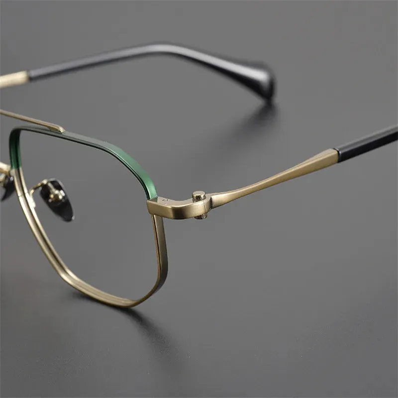 Cubojue Mens Full Rim Double Bridge Oversized Titanium Reading Glasses 60092