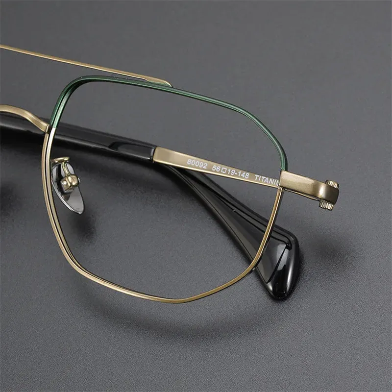 Cubojue Mens Full Rim Double Bridge Oversized Titanium Reading Glasses 60092