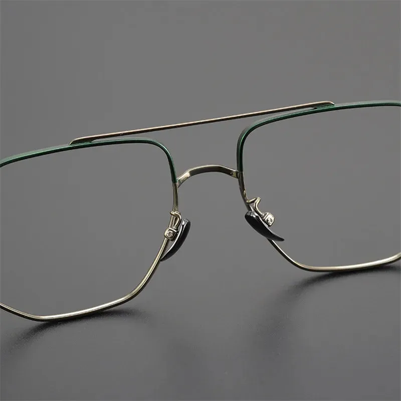 Cubojue Mens Full Rim Double Bridge Oversized Titanium Reading Glasses 60092