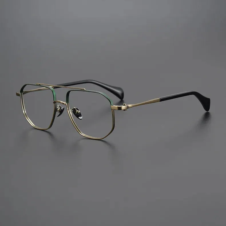 Cubojue Mens Full Rim Double Bridge Oversized Titanium Reading Glasses 60092