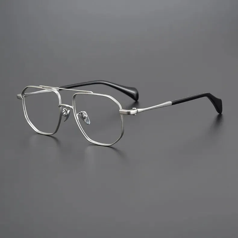 Cubojue Mens Full Rim Double Bridge Oversized Titanium Reading Glasses 60092