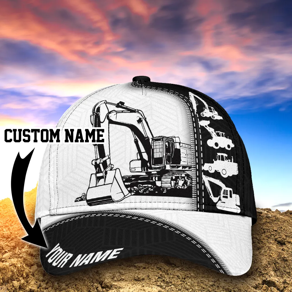 Custom Heavy Equipment Classic Cap For Man And Woman, Excavator 3D Full Printed Cap Hat