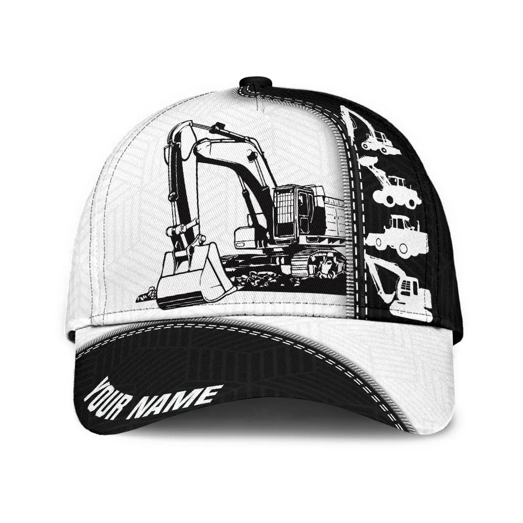 Custom Heavy Equipment Classic Cap For Man And Woman, Excavator 3D Full Printed Cap Hat