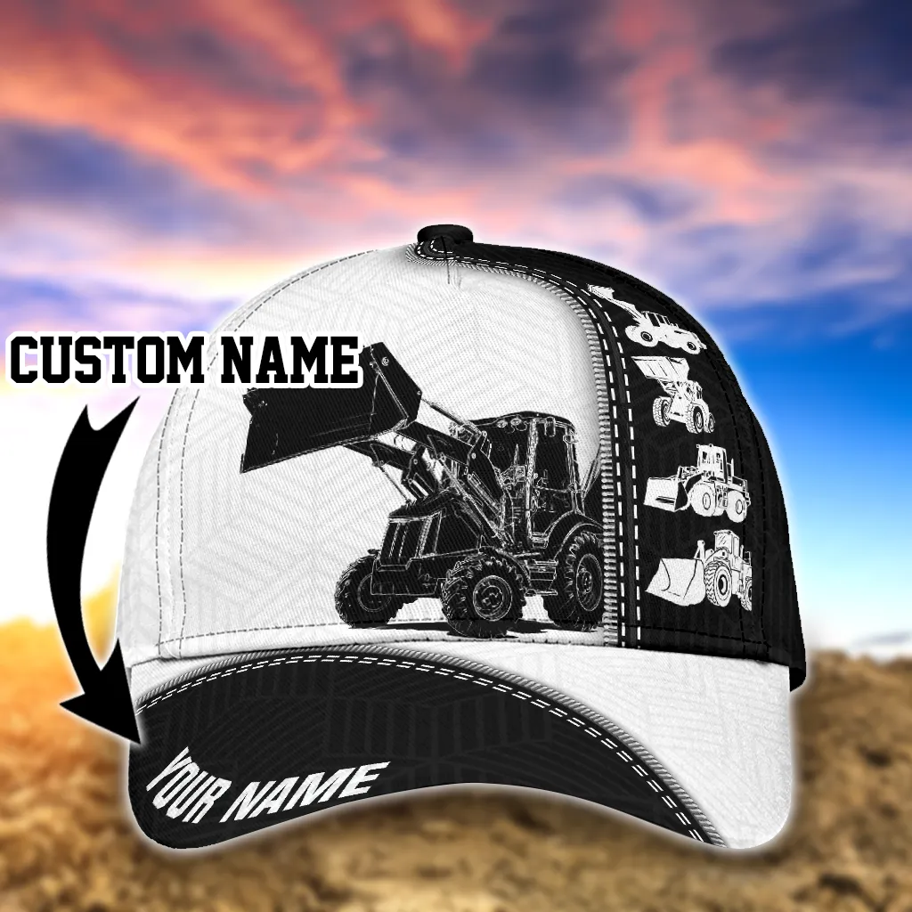 Custom Heavy Equipment Classic Cap For Men And Women, Excavator 3D Full Printed Baseball Cap Hat, Excavator Cap Hat