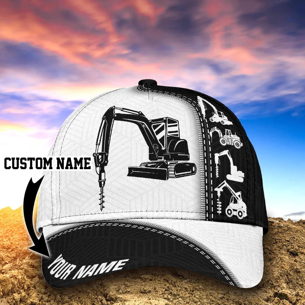 Custom Heavy Equipment Classic Cap For Men And Women, Excavator 3D Full Printed Baseball Cap Hat, Excavator Cap Hat