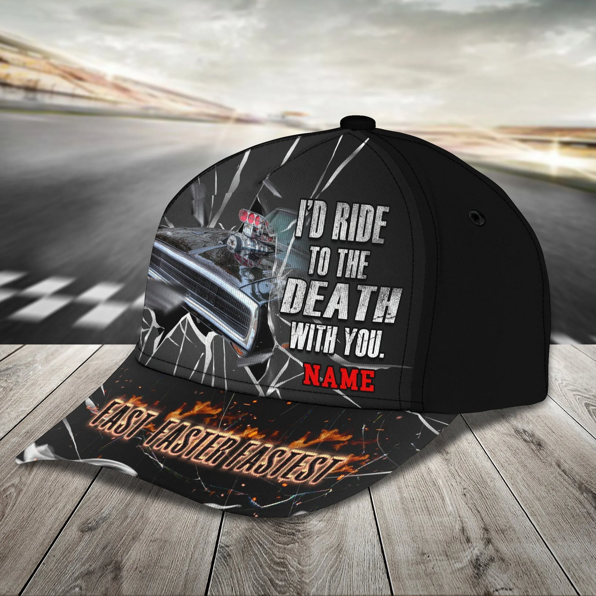 Customized 3D Racing Cap Hat For Men And Women, Racing Till The Death, Baseball Racing Cap Hat