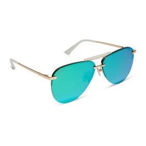 DIFF Tahoe Sunglasses Gold   Green Mirror