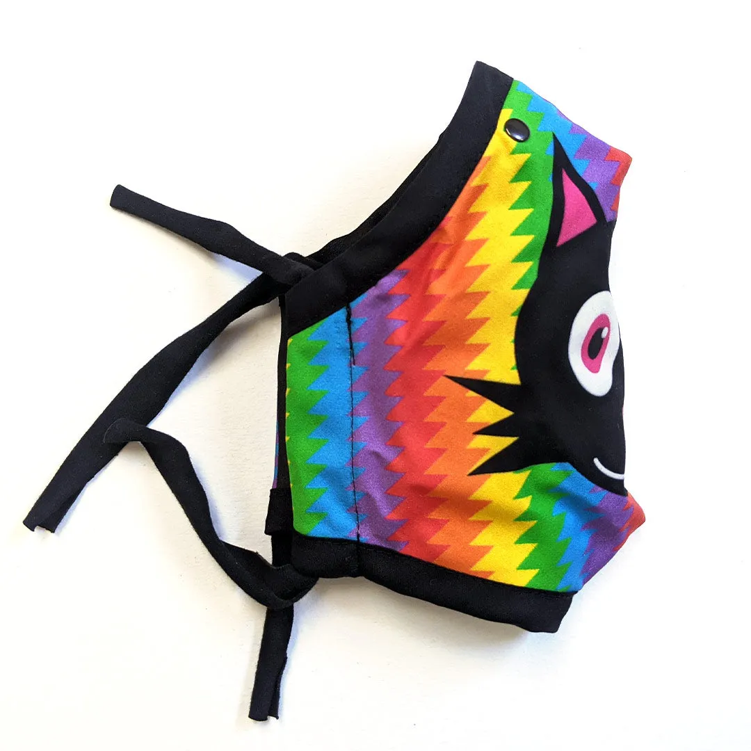 Electric Rainbow - Black Cat Premium Face Mask