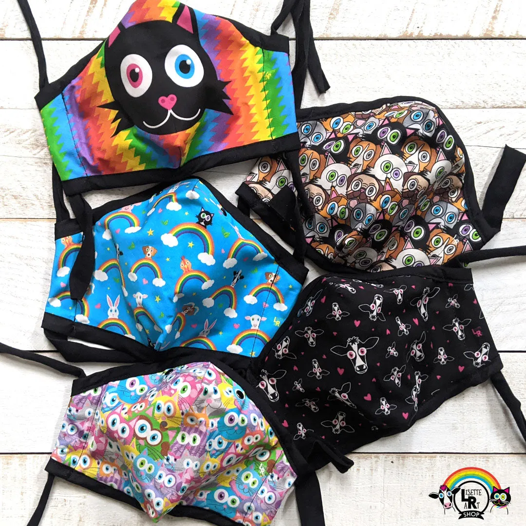 Electric Rainbow - Black Cat Premium Face Mask