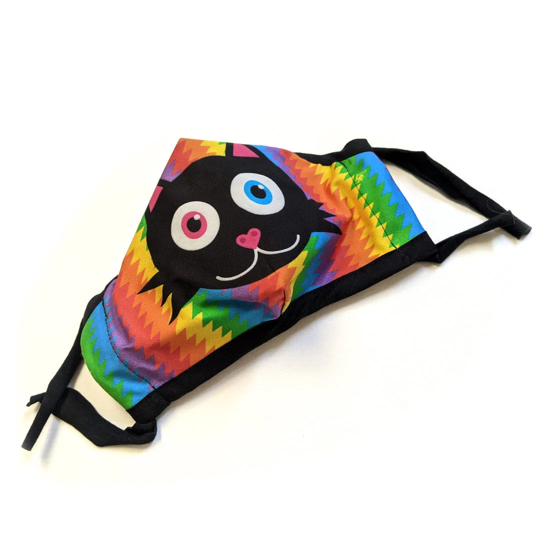 Electric Rainbow - Black Cat Premium Face Mask