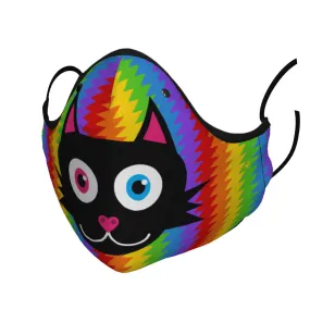 Electric Rainbow - Black Cat Premium Face Mask