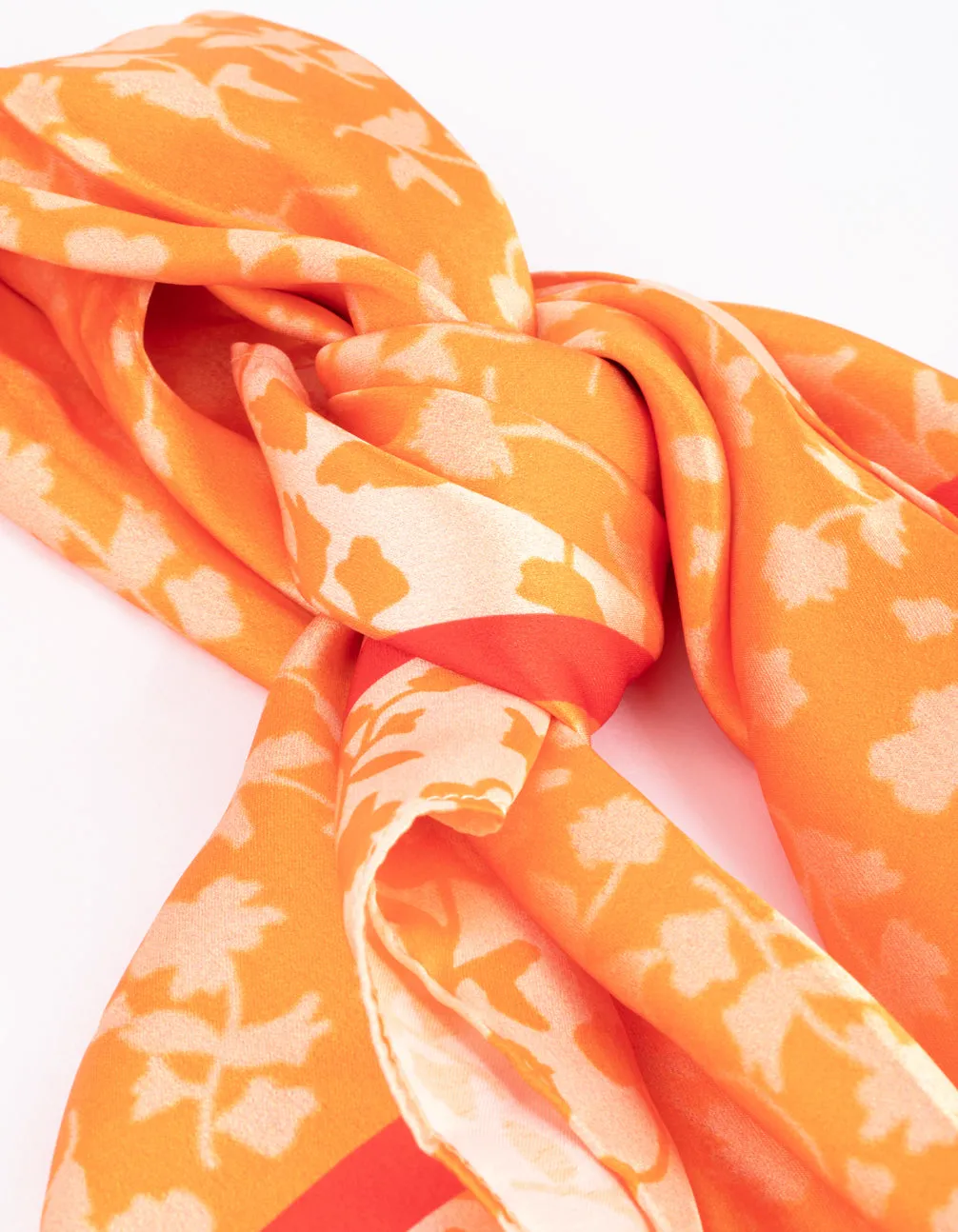 Fabric Bright Orange Floral Scarf