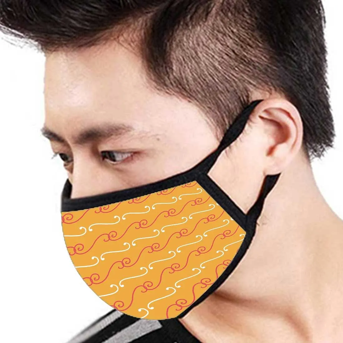 Face Mask -Set Of 2 Protective Masks -Orange Pattern