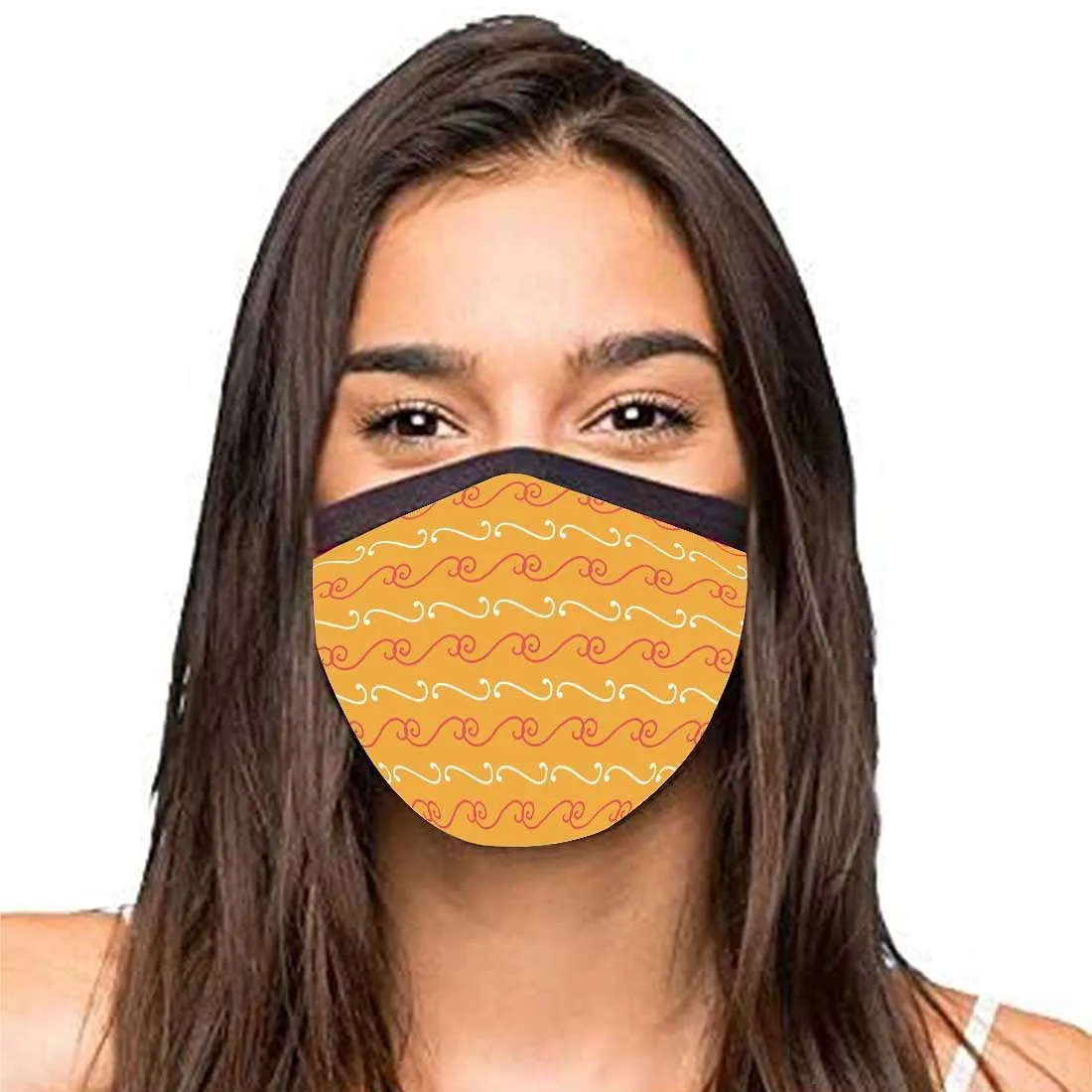 Face Mask -Set Of 2 Protective Masks -Orange Pattern