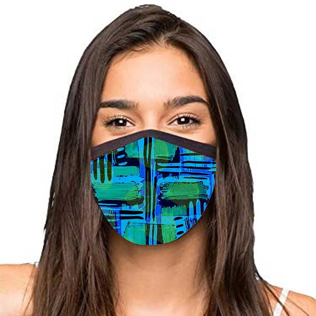 Face Masks Reusable Washable Set Of 2 -Blue_lines