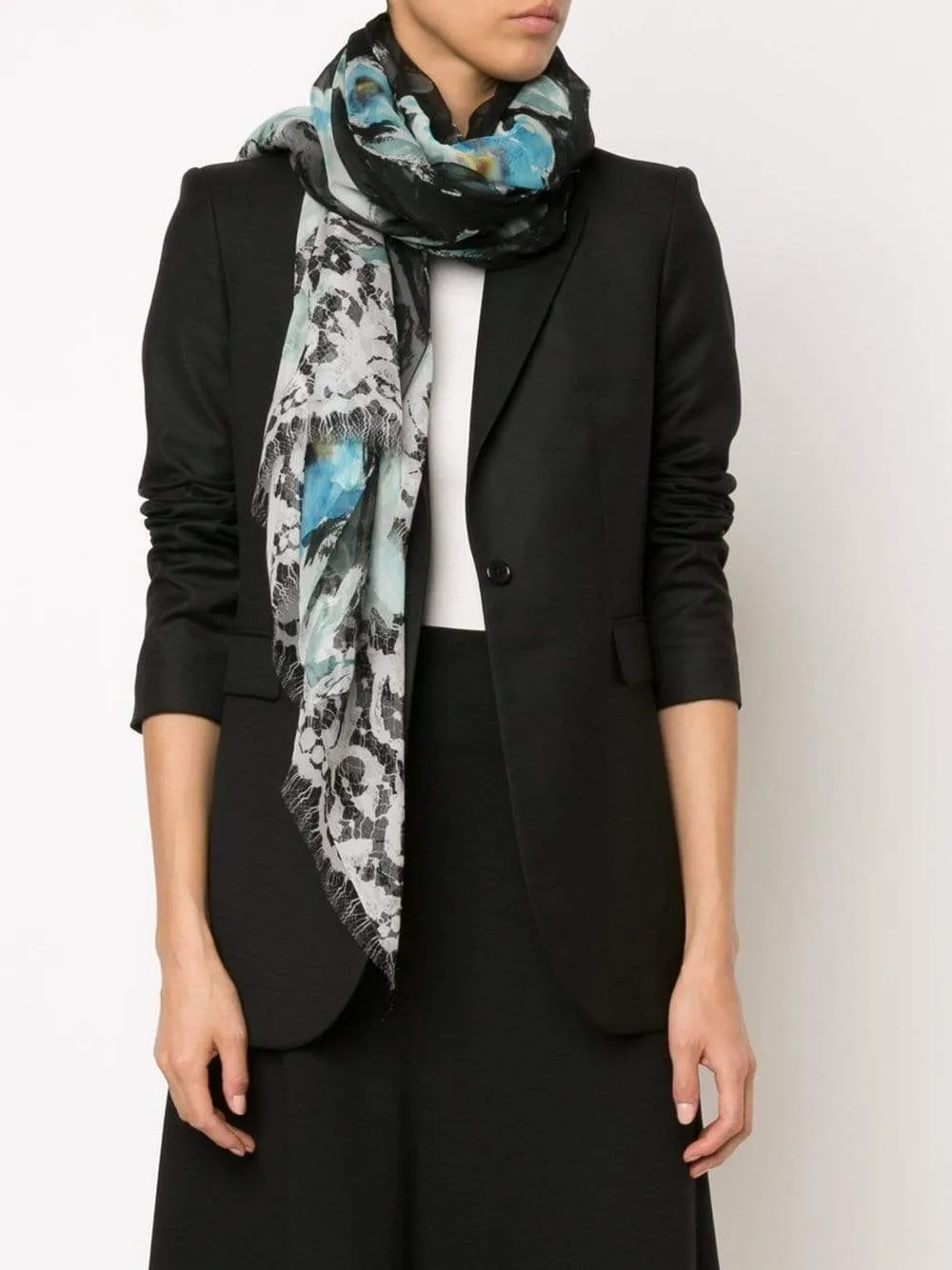 Floral And Lace Print Scarf