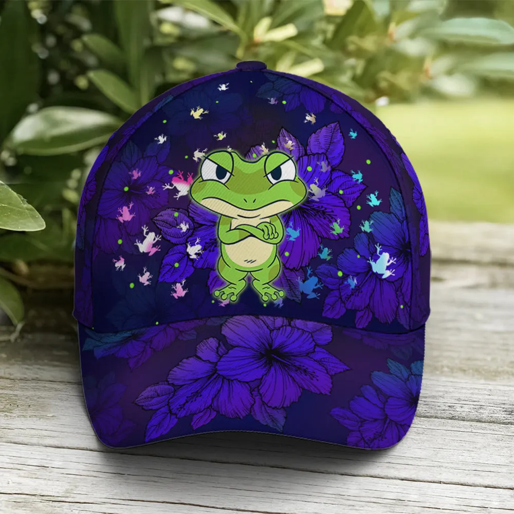 Frogs Floral Pattern Purple Baseball Cap Coolspod