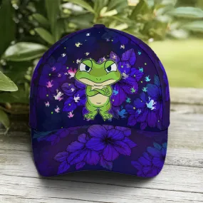 Frogs Floral Pattern Purple Baseball Cap Coolspod