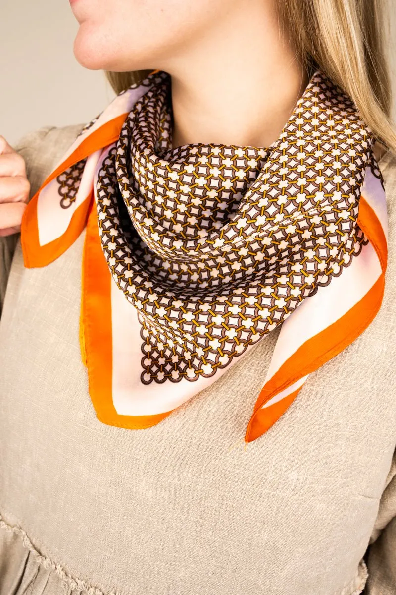 Garden Picnic Orange Square Satin Scarf