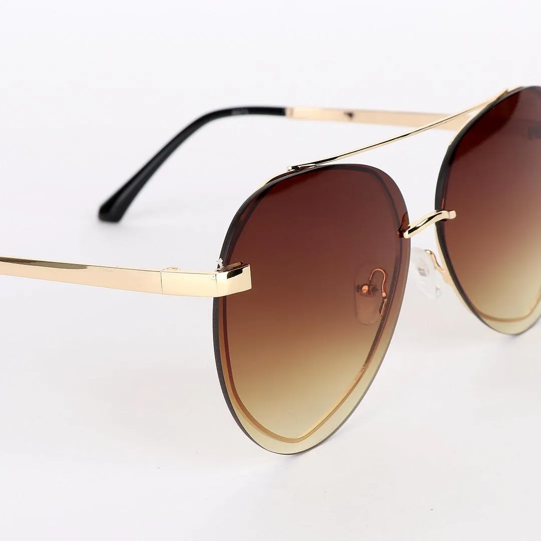 GC Gold Frame Acetate Metal Hand Brown Sunglasses