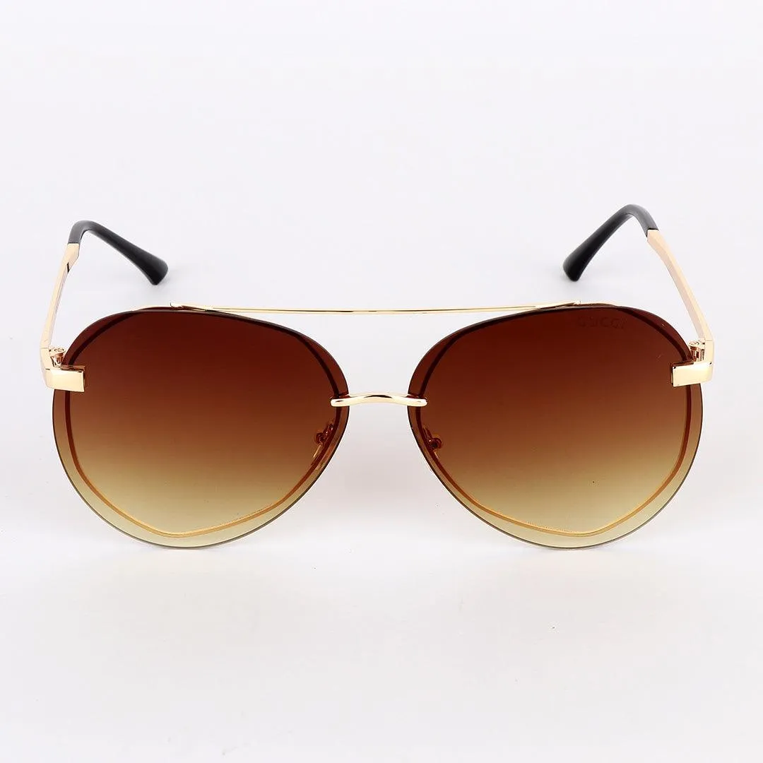 GC Gold Frame Acetate Metal Hand Brown Sunglasses