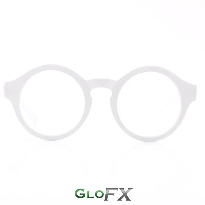 GloFX Round Diffraction Glasses - White - Clear