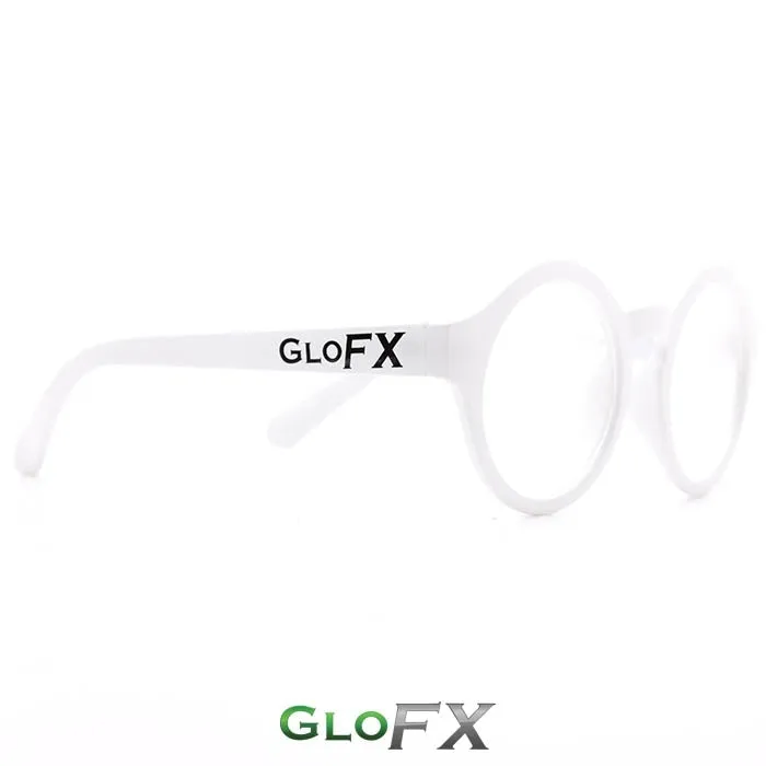 GloFX Round Diffraction Glasses - White - Clear