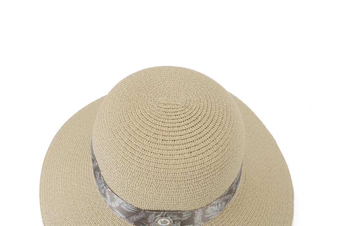 Hat Orchid Beige Fern Lei Brown