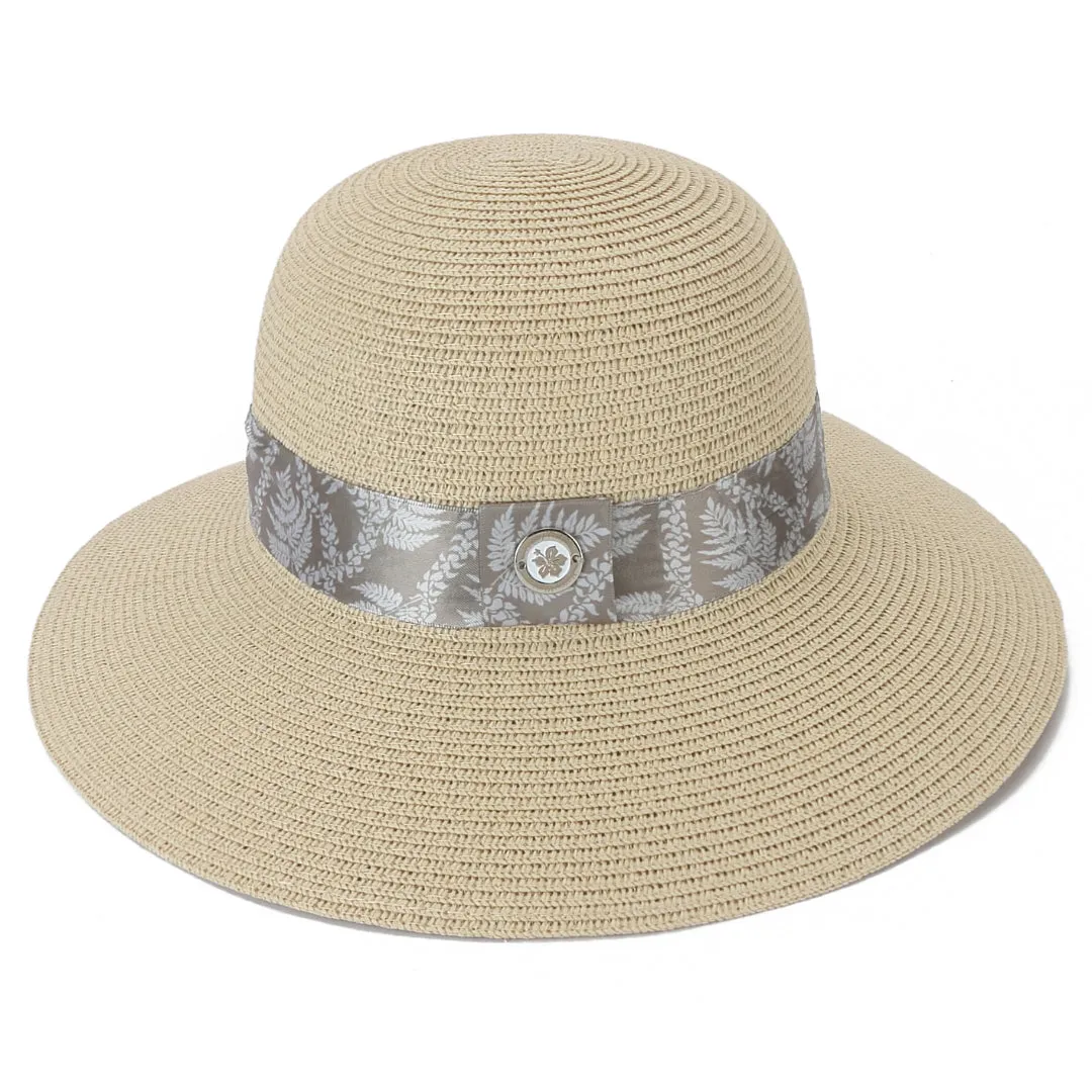 Hat Orchid Beige Fern Lei Brown